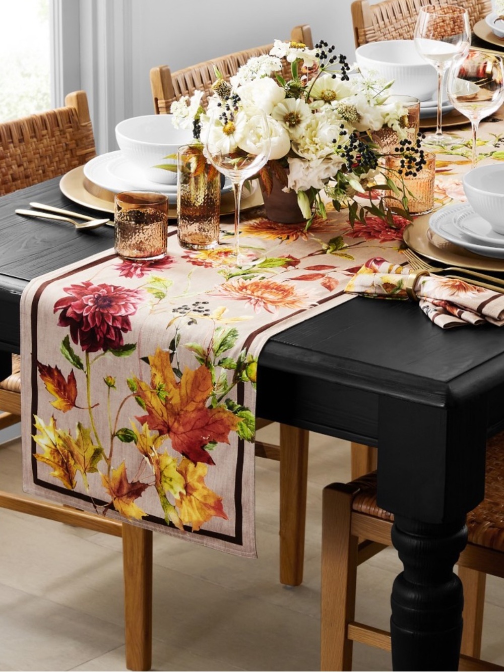William Sonoma Harvest Bloom Table Runner